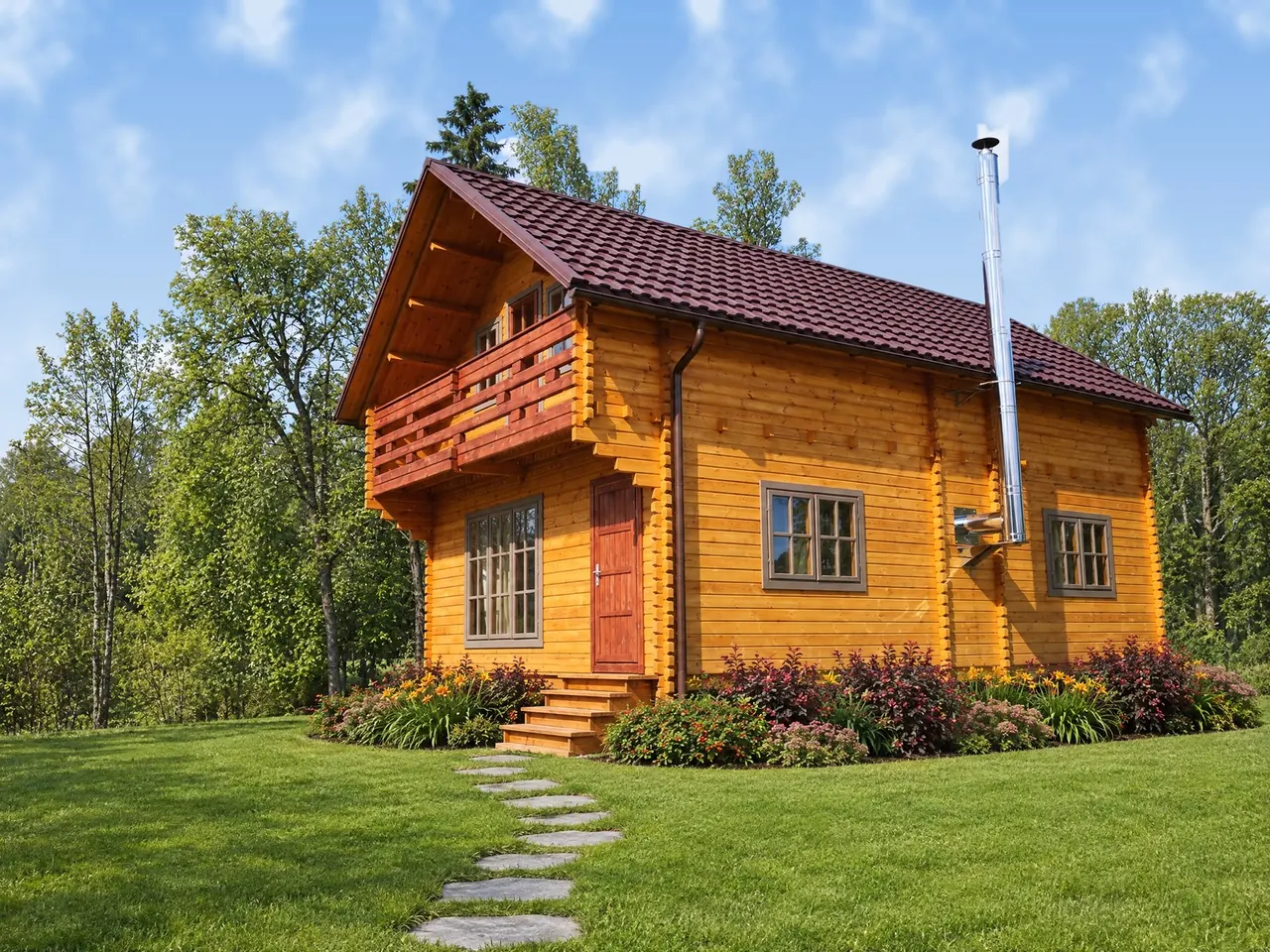 Medinis sodo namelis Vankuveris 8,48×5,66 m – obliuoto tašo, nuotrauka 2