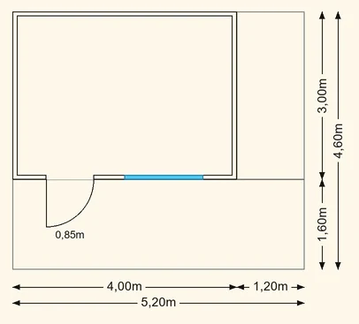 Sodo namelio Monakas planas 5,2×4,6 m