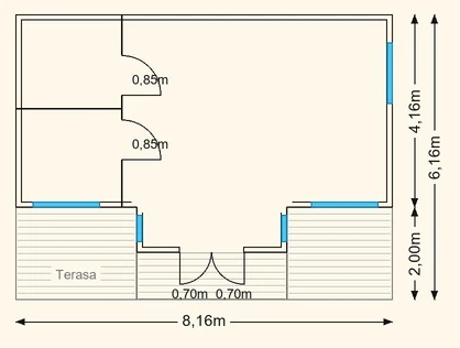 Sodo namelio Nika planas 8×4 m