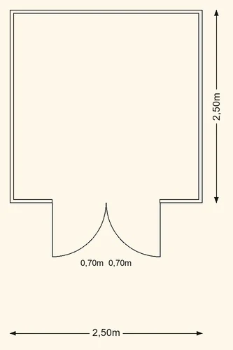 Įrankių namelio Nord planas 2,5×2,5 m