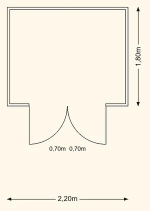 Įrankių namelio Vaitas planas 2,2×1,8 m
